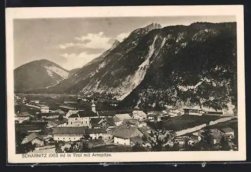AK Scharnitz /Tirol, Ortsansicht mit der Arnspitze