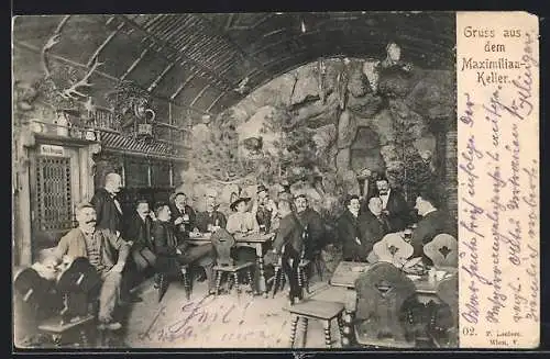 AK Wien, M. König's Maximiliankeller, Innenansicht