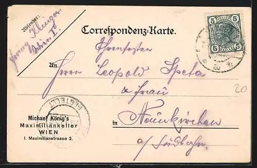 AK Wien, M. König's Maximiliankeller, Innenansicht