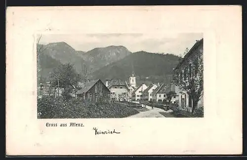 AK Aflenz, Ortspartie mit Blick zur Kirche