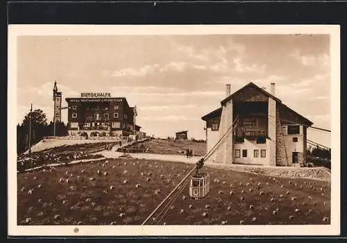 AK Mariazell, Seilbahn und Gebäude auf der Bürgeralpe