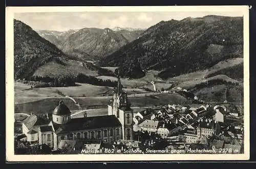 AK Mariazell /Steiermark, Ortsansicht gegen Hochschwab