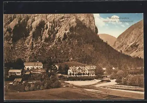 AK Weichselboden, Ortsansicht mit dem Hotel Post von Schützenauer