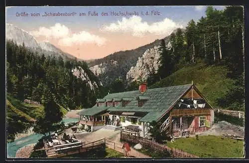 AK Seewiesen i. d. Fölz, Der Gasthof Schwabenbartl am Fusse des Hochschwabs