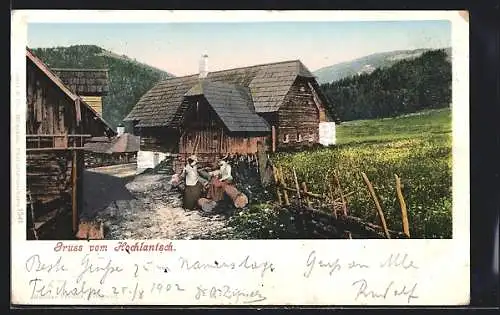AK Fladnitz an der Teichalm, Hochlantsch, Landhaus mit Bauerndamen