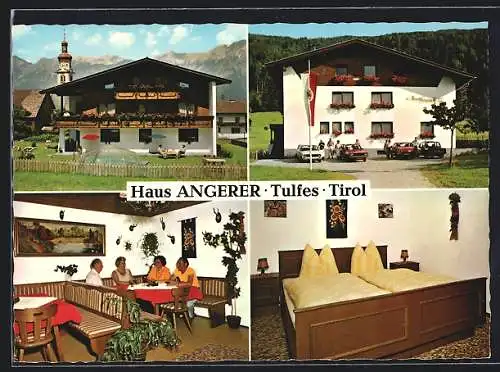 AK Tulfes /Tirol, Die Pension Haus Angerer mit Innenansichten, Schmalzgasse 6