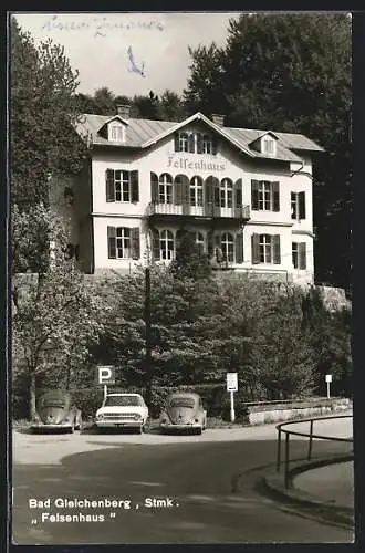 AK Bad Gleichenberg /Stmk., VW Käfer vor der Pension Felsenhaus