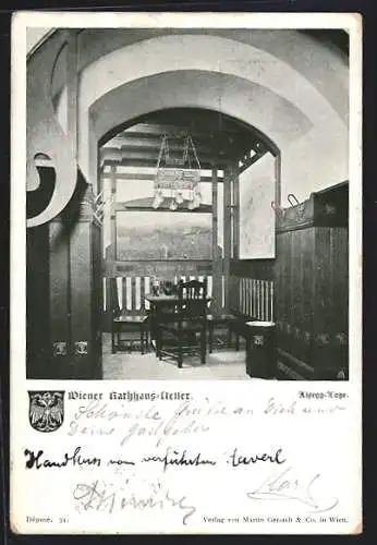 AK Wien, Gasthaus Rathaus-Keller, Alsegg-Loge, Innenansicht