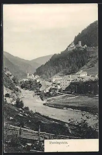 AK Ramingstein, Ortsansicht am Fluss mit der Burg