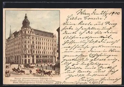 AK Wien, Neues Administrations-Gebäude des Ersten Beamten-Vereins d. ö. u. Monarchie, Wipplingerstr. 25