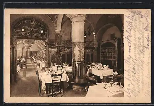 AK Wien, Wiener Rathhauskeller, Rosenstüberl, Blick gegen grossen Saal