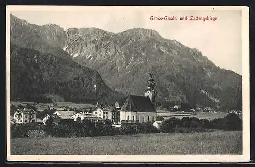 AK Gross-Gmain, Die Kirche gegen das Lattengebirge