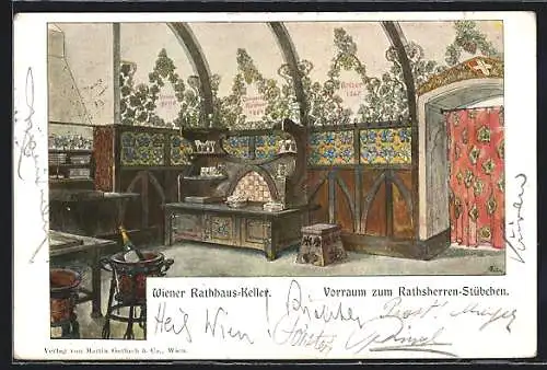 AK Wien, Rathaus-Keller, Vorraum zum Rathsherren-Stübchen