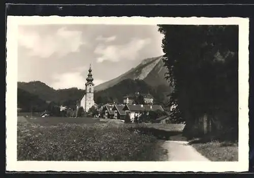 AK Grossgmain, Blick auf Ort und Kirche