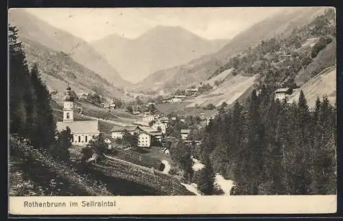 AK Rothenbrunn im Sellraintal, Ortsansicht mit Kirche