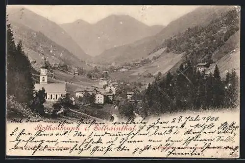 AK Rothenbrunn, Panorama mit Ort und Berglandschaft