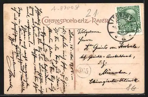 AK Leoben, Hauptplatz mit Denkmal und Kirchturm