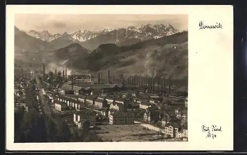 AK Donawitz, Ortsansicht mit Hochöfen