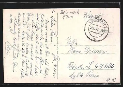 AK Leoben, Franz-Josef-Strasse aus der Vogelschau