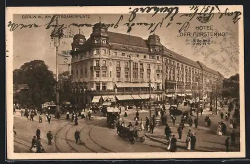 AK Berlin-Tiergarten, Blick auf Hotel Fürstenhof, Potsdamer Platz