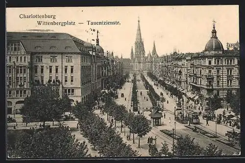 AK Berlin-Charlottenburg, Wittenbergplatz, Strassenbahn auf der Tauentzienstrasse