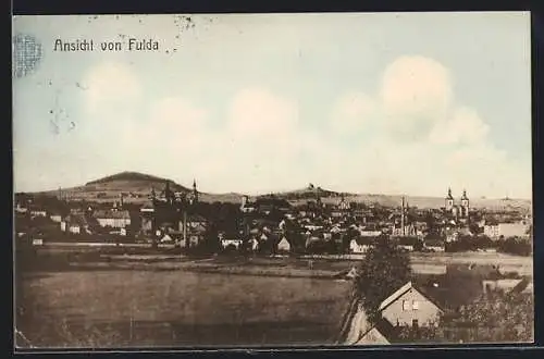 AK Fulda, Ortsansicht mit Bergblick