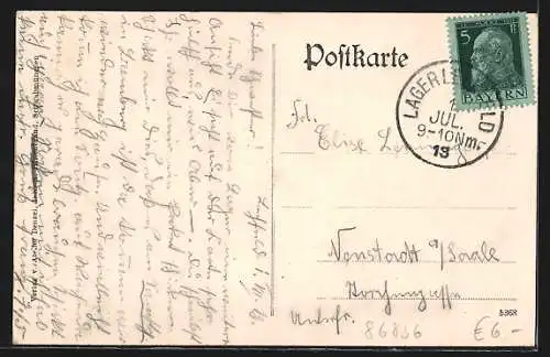 AK Lager-Lechfeld, Ortsansicht mit Wasserturm