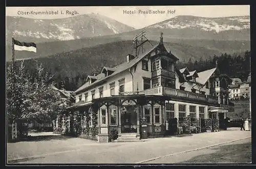 AK Ober-Krummhübel i. Rsgb., Am Hotel Preussischer Hof