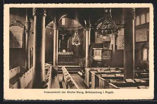 AK Brückenberg /Riesengebirge, Innenansicht der Kirche Wang