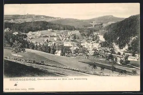 AK Ober-Krummhübel /Riesengebirge, Ortsansicht mit Blick nach Brückenberg