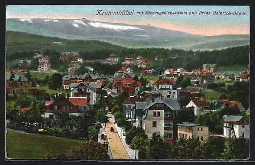 AK Krummhübel /Riesengebirge, Ortsansicht mit Prinz Heinrich Baude