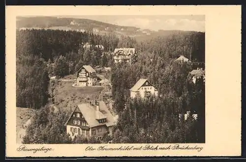 AK Ober-Krummhübel /Riesengebirge, Teilansicht mit Blick nach Brückenberg