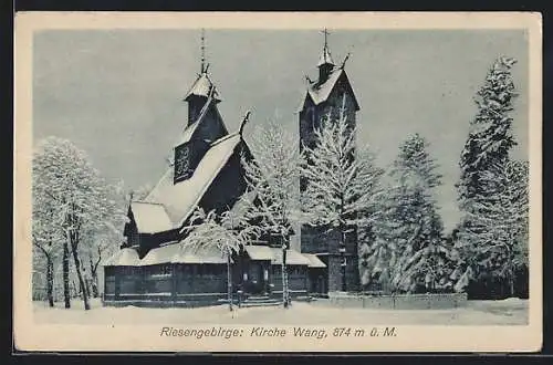 AK Krummhübel /Riesengebirge, Kirche Wang im Winter