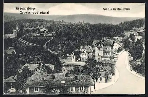 AK Schreiberhau-Mariental /Riesengebirge, Partie in der Hauptstrasse