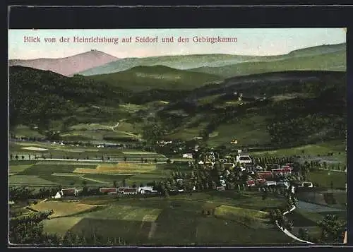 AK Seidorf, Blick von der Heinrichsburg auf Ort und Gebirgskamm