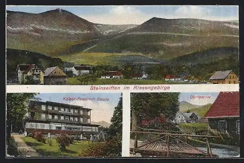 AK Steinseiffen, Totalansicht, Kaiser-Friedrich-Baude, Ortspartie