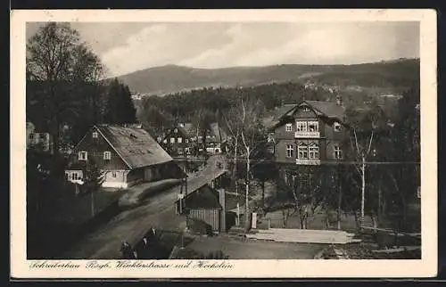 AK Schreiberhau, Winklerstrasse mit Gasthaus Marienbad und Blick zum Hochstein