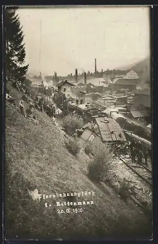 Foto-AK Rottenmann, Eisenbahnkatastrophe im Jahr 1910