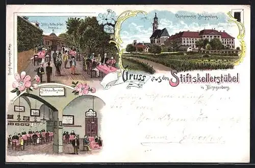 Lithographie Herzogenburg, Stiftskellerstübel, Terrasse, Chorherrenstift