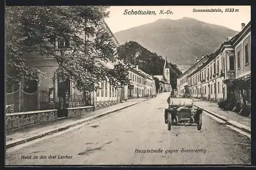 AK Schottwien, Hauptstrasse gegen Semmering mit Sonnwendstein