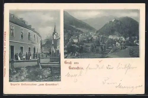 AK Gutenstein, Hegers Restaurant zum Touristen, Ortsansicht