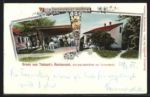 AK Tullnerbach, Wilhelmshöhe, Tobischs Restaurant mit Garten