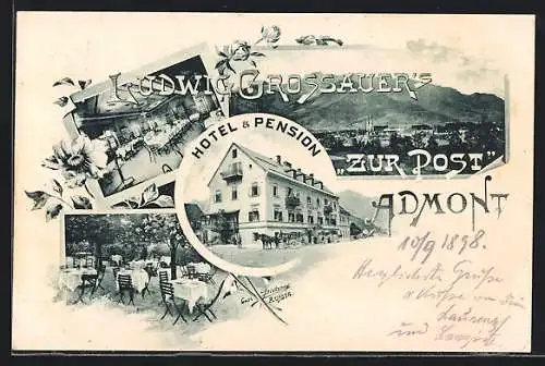 AK Admont, Ludwig Grossauers Hotel & Pension Zur Post, Innenansichten, Ortsansicht