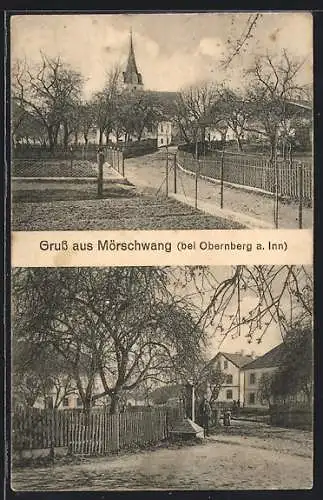 AK Mörschwang bei Obernberg a. Inn, Ortspartie mit Kirche