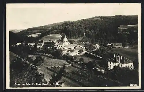 AK Hassbach /N.-Oe., Ortsansicht aus der Vogelschau