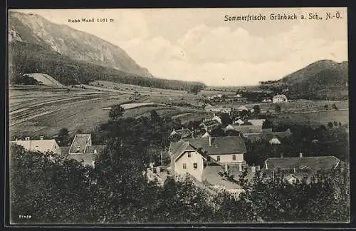 AK Grünbach a. Sch. /N.-Ö., Ortsansicht mit Hohe Wand