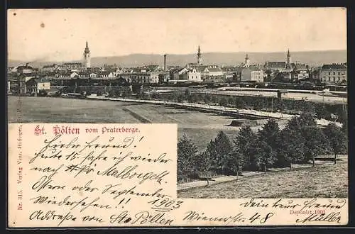 AK St. Pölten, Panorama vom Praterberge aus gesehen