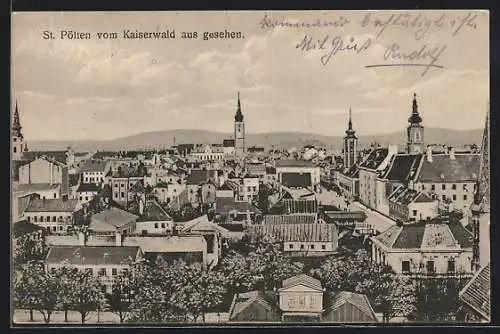 AK St. Pölten, Ortsansicht vom Kaiserwald aus gesehen