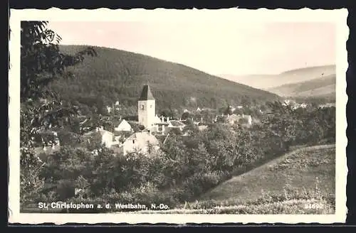 AK St. Christophen a. Westbahn, Ortsansicht aus der Vogelschau