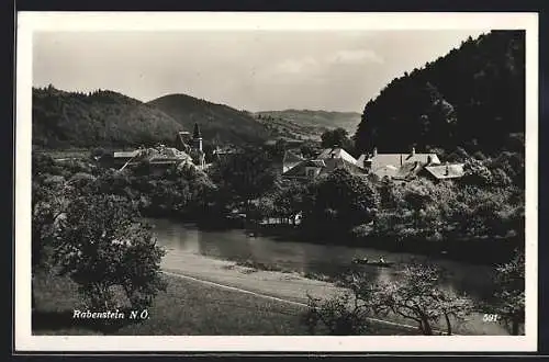 AK Rabenstein /N. Ö., Ortsansicht und Flusspartie aus der Vogelschau